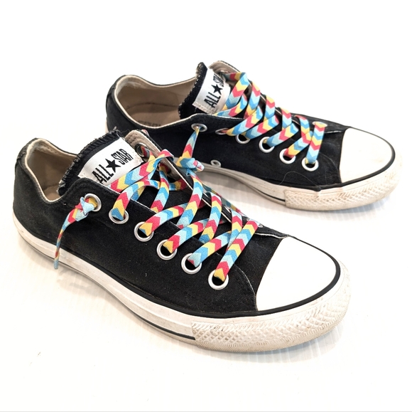 CONVERSE black canvas low top no tie sneakers size 8 - Picture 1 of 11